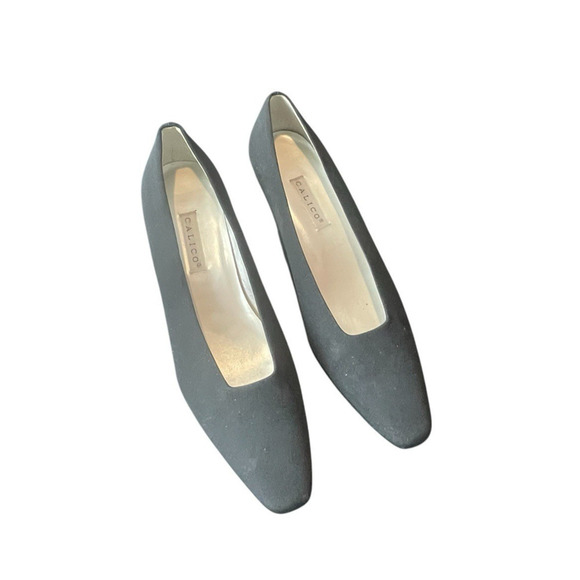 Vintage Calico Black Pump Heels Women Size 8 Narrow C-Sensation Squared Toe - Picture 1 of 10